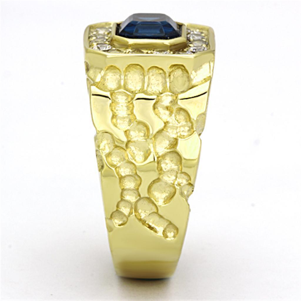 Mens Gold Ring Stainless Steel Anillo Color Oro Para Hombre Acero Inoxidable with Top Grade Crystal in Montana Iscah - Jewelry Store by Erik Rayo