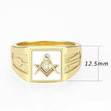 Load image into Gallery viewer, Mens Gold Rings Stainless Steel Masonic Anillo Oro Compromiso Regalo Para Hombre Acero Inoxidable - Jewelry Store by Erik Rayo
