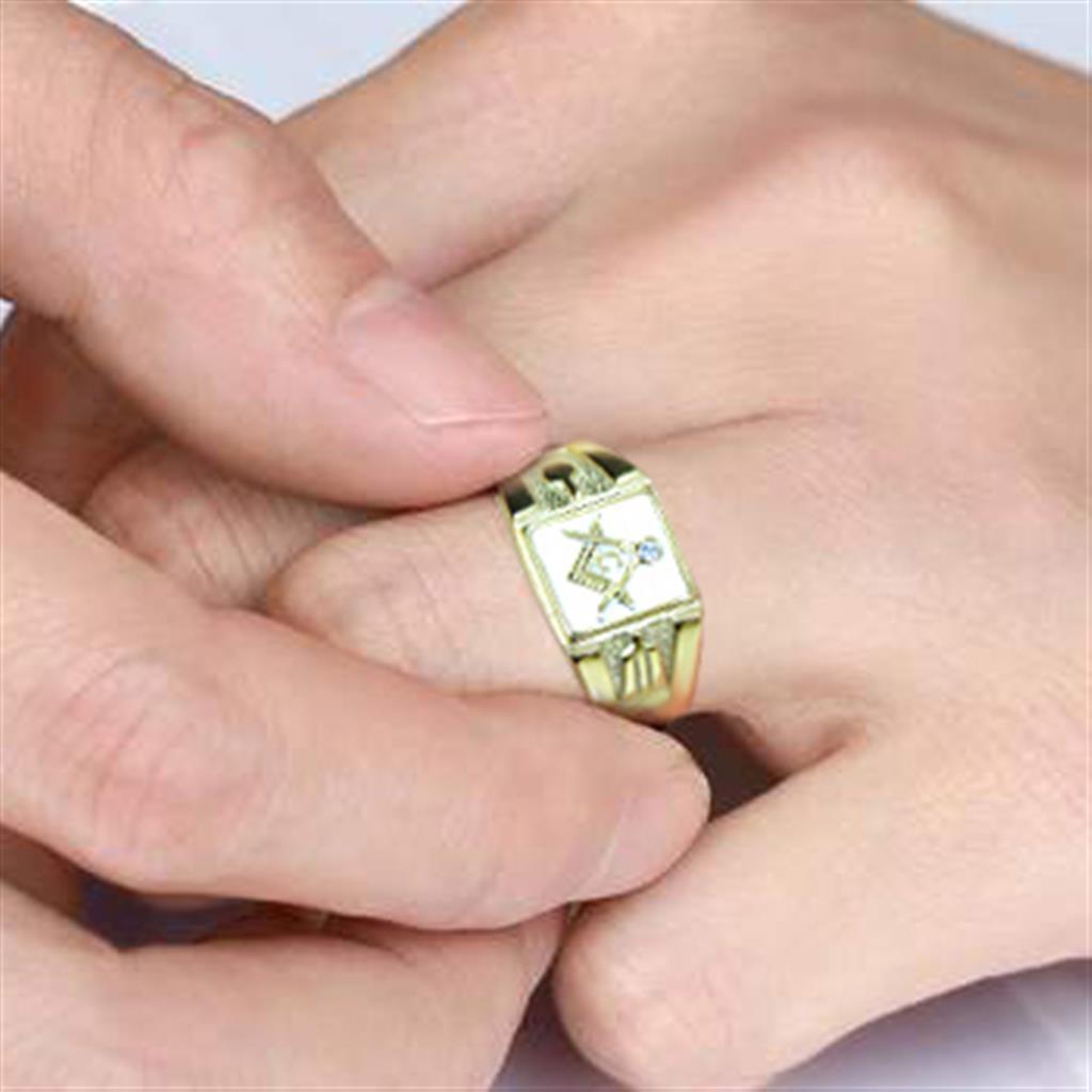 Mens Gold Rings Stainless Steel Masonic Anillo Oro Compromiso Regalo Para Hombre Acero Inoxidable - Jewelry Store by Erik Rayo