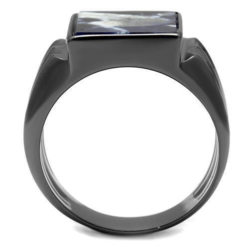 Mens Gray Rings Stainless Steel Sodalite in Capri Blue Anillo Gris Azul Compromiso Regalo Para Hombre Acero Inoxidable - Jewelry Store by Erik Rayo