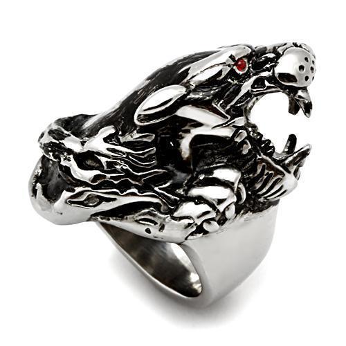 Mens Leopard Beast Ring Anillo Para Hombre Stainless Steel Ring Ruby Eyes - Jewelry Store by Erik Rayo