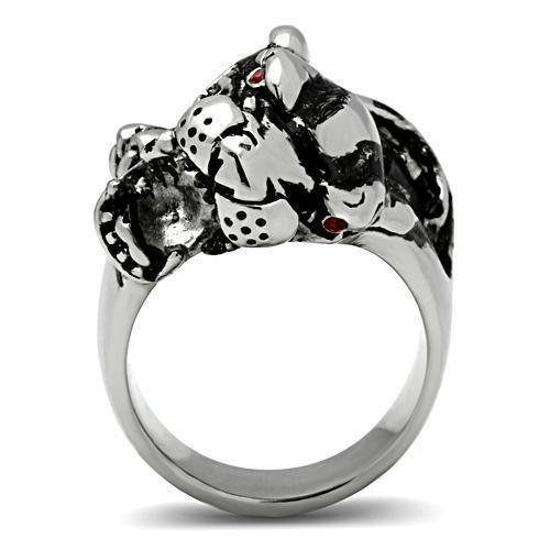 Mens Leopard Beast Ring Anillo Para Hombre Stainless Steel Ring Ruby Eyes - Jewelry Store by Erik Rayo