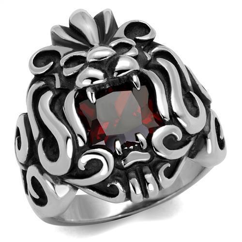 Mens Lion Ruby Ring Anillo Para Hombre Stainless Steel Ring - Jewelry Store by Erik Rayo