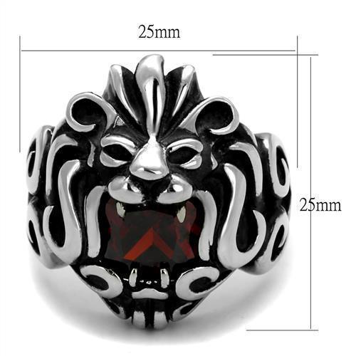 Mens Lion Ruby Ring Anillo Para Hombre Stainless Steel Ring - Jewelry Store by Erik Rayo