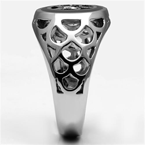 Mens Moon and Star Rings Black Fancy Stainless Steel Ring with Top Grade Crystal in Clear - Jewelry Store by Erik Rayo