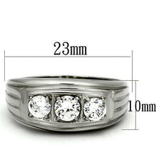 Load image into Gallery viewer, Mens Ring 3 Round Cut Cubic Zirconia cz Silver Stainless Steel - Jewelry Store by Erik Rayo
