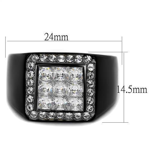 Mens Ring Black Clear Diamonds CZ Stainless Steel Ring with AAA Grade - Jewelry Store by Erik Rayo