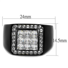 Load image into Gallery viewer, Mens Ring Black Clear Diamonds CZ Stainless Steel Ring with AAA Grade - Jewelry Store by Erik Rayo
