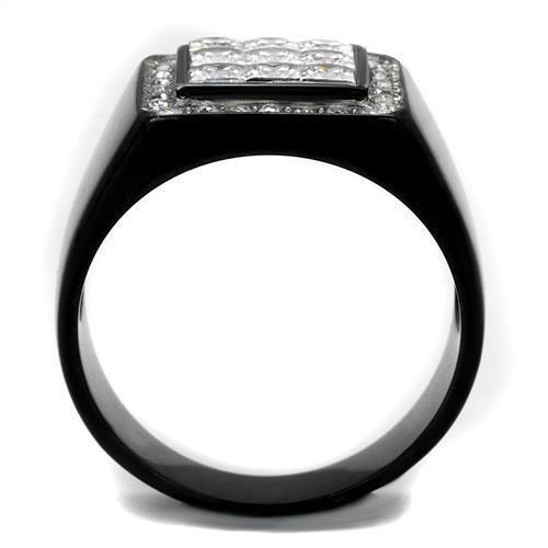 Mens Ring Black Clear Diamonds CZ Stainless Steel Ring with AAA Grade - Jewelry Store by Erik Rayo