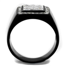 Load image into Gallery viewer, Mens Ring Black Clear Diamonds CZ Stainless Steel Ring with AAA Grade - Jewelry Store by Erik Rayo
