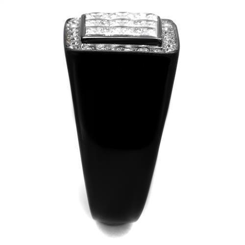 Mens Ring Black Clear Diamonds CZ Stainless Steel Ring with AAA Grade - Jewelry Store by Erik Rayo