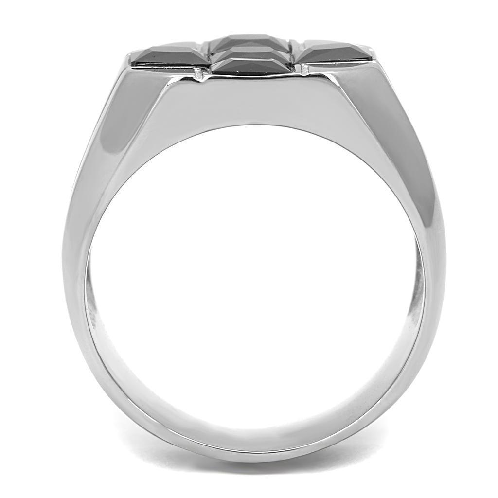 Mens Ring Black Cross Two Tone Stainless Steel Ring with AAA Grade CZ in Black Diamond - Jewelry Store by Erik Rayo