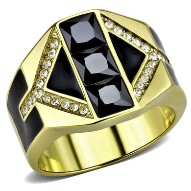 Mens Ring Black Gold Stainless Steel Ring with AAA Grade CZ in Black Diamond - Jewelry Store by Erik Rayo