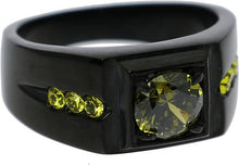 Load image into Gallery viewer, Mens Ring Black Green &amp; Yellow Stainless Steel - Jewelry Store by Erik Rayo
