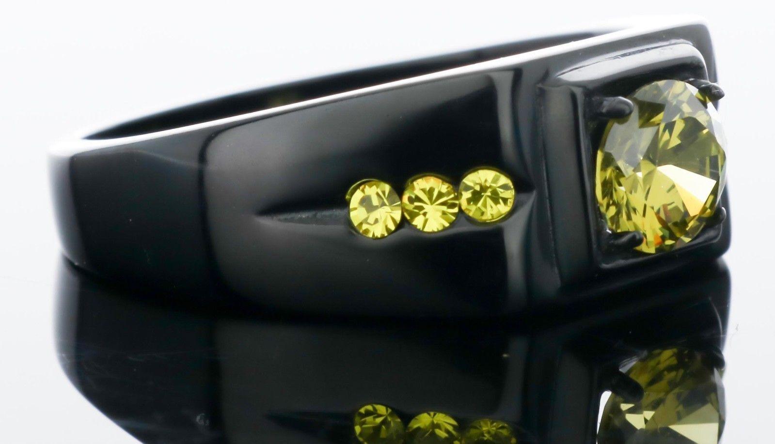 Mens Ring Black Green Yellow Miracle Stone - Jewelry Store by Erik Rayo