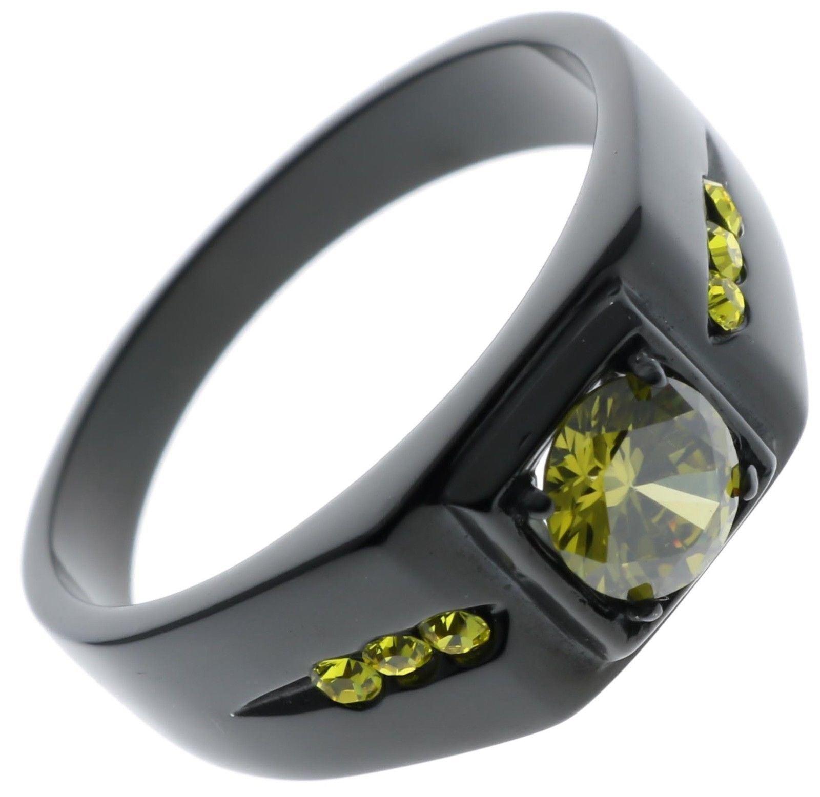 Mens Ring Black Green Yellow Miracle Stone - Jewelry Store by Erik Rayo