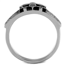 Load image into Gallery viewer, Mens Ring Black Silver Crosses Stainless Steel Ring with Epoxy in Jet - Jewelry Store by Erik Rayo
