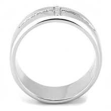 Load image into Gallery viewer, Mens Ring Cross Silver Stainless Steel Ring with AAA Grade CZ in Clear - Jewelry Store by Erik Rayo
