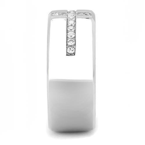 Mens Ring Cross Silver Stainless Steel Ring with AAA Grade CZ in Clear - Jewelry Store by Erik Rayo