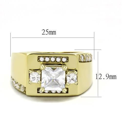 Mens Ring Diamond CZ Stainless Steel Ring with AAA Grade CZ in Clear - Jewelry Store by Erik Rayo