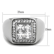 Load image into Gallery viewer, Mens Ring Four Princess Cut Squared Stainless Steel Ring with AAA Grade CZ in Clear - Jewelry Store by Erik Rayo
