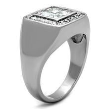 Load image into Gallery viewer, Mens Ring Four Princess Cut Squared Stainless Steel Ring with AAA Grade CZ in Clear - Jewelry Store by Erik Rayo
