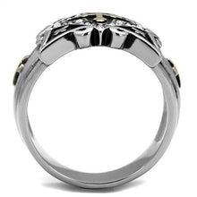 Load image into Gallery viewer, Mens Ring Gold Crosses Stainless Steel Ring with Top Grade Crystal in Clear - Jewelry Store by Erik Rayo
