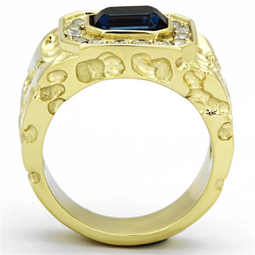Mens Ring Gold Nugget Style Stainless Steel Ring with Top Grade Crystal in Montana - Jewelry Store by Erik Rayo