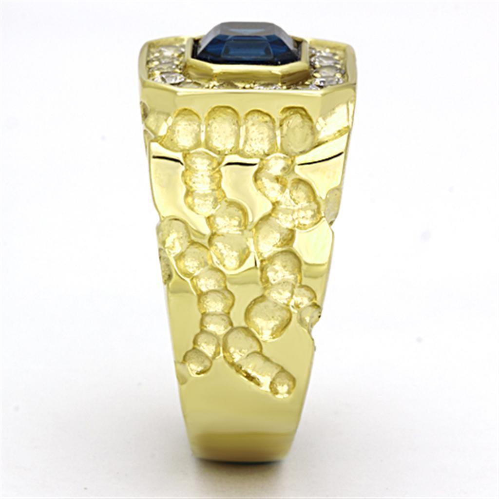 Mens Ring Gold Nugget Style Stainless Steel Ring with Top Grade Crystal in Montana - Jewelry Store by Erik Rayo