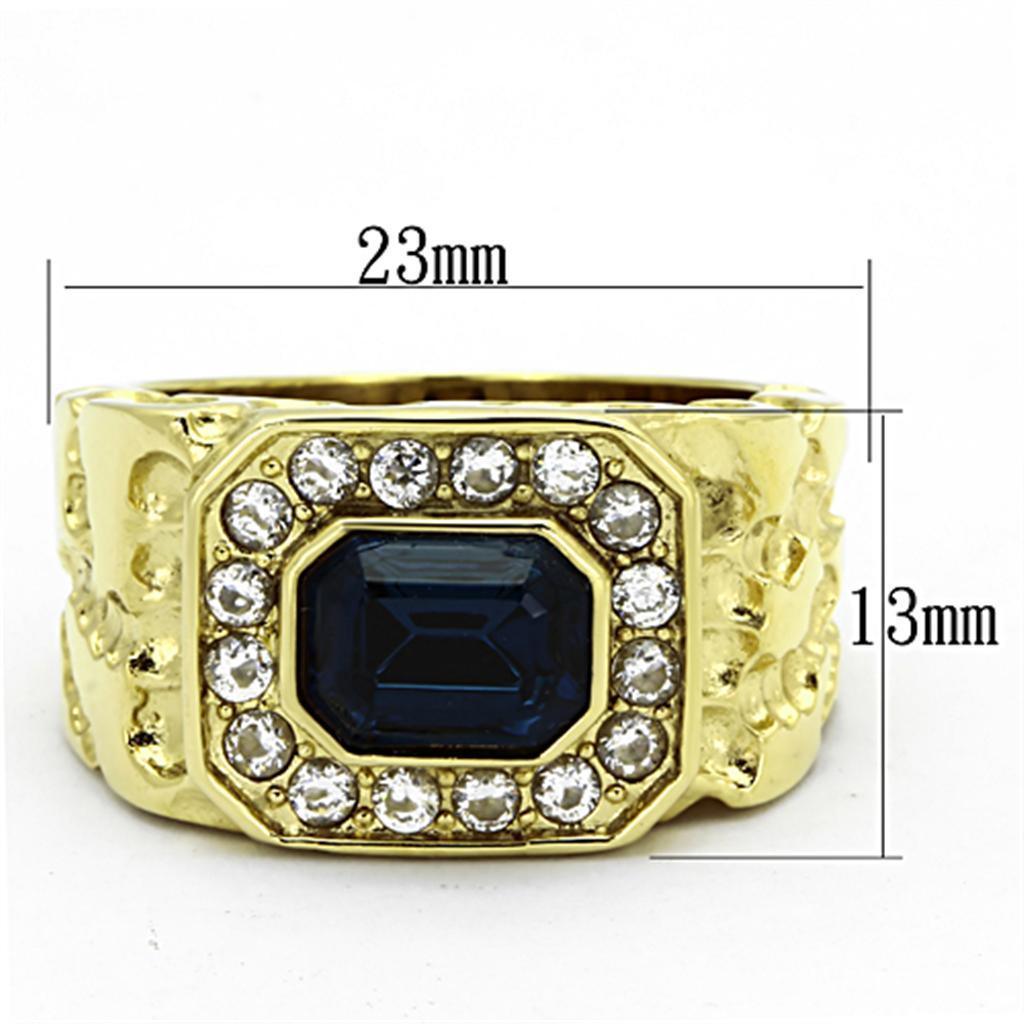 Mens Ring Gold Nugget Style Stainless Steel Ring with Top Grade Crystal in Montana - Jewelry Store by Erik Rayo