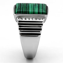 Load image into Gallery viewer, Mens Ring Green Stainless Steel Ring with Synthetic Malachite in Emerald - Jewelry Store by Erik Rayo
