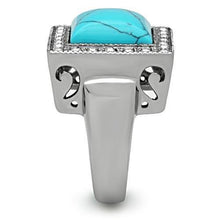 Load image into Gallery viewer, Mens Ring Large Squared Stainless Steel Ring with Synthetic Turquoise in Sea Blue - Jewelry Store by Erik Rayo
