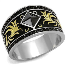 Load image into Gallery viewer, Mens Ring Luxurious Black Diamond wit Gold Design Stainless Steel Ring - Jewelry Store by Erik Rayo
