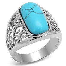 Load image into Gallery viewer, Mens Ring Oval Turquoise 316L Stainless Steel Ring in Sea Blue - Jewelry Store by Erik Rayo
