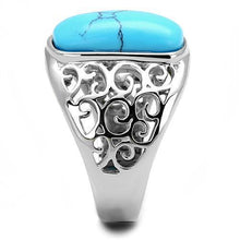 Load image into Gallery viewer, Mens Ring Oval Turquoise 316L Stainless Steel Ring in Sea Blue - Jewelry Store by Erik Rayo
