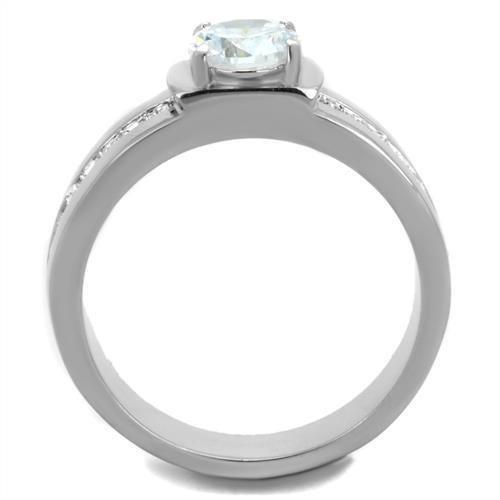 Mens Ring Round Cut Stainless Steel Ring with AAA Grade CZ in Clear - Jewelry Store by Erik Rayo