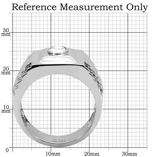Mens Ring Round Squared Stainless Steel Ring with AAA Grade CZ in Clear - Jewelry Store by Erik Rayo
