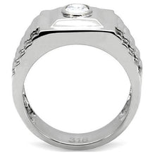 Load image into Gallery viewer, Mens Ring Round Squared Stainless Steel Ring with AAA Grade CZ in Clear - Jewelry Store by Erik Rayo
