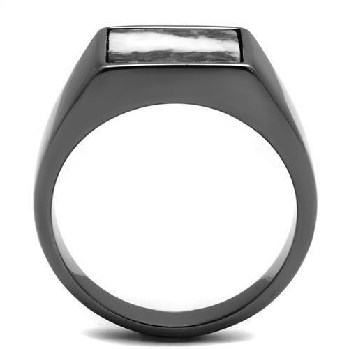 Mens Ring Semi-Precious Zebra Jasper in Gray Stainless Steel - Jewelry Store by Erik Rayo