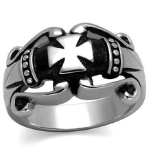 Load image into Gallery viewer, Mens Ring Silver Black Cross Stainless Steel Ring - Jewelry Store by Erik Rayo
