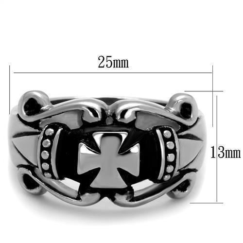 Mens Ring Silver Black Cross Stainless Steel Ring - Jewelry Store by Erik Rayo