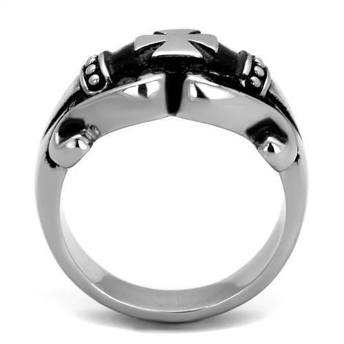 Mens Ring Silver Black Cross Stainless Steel Ring - Jewelry Store by Erik Rayo