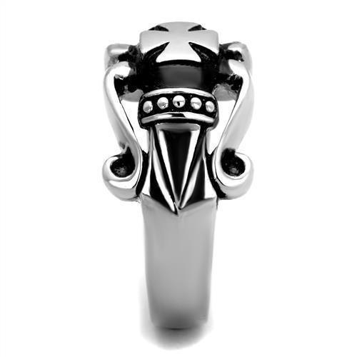 Mens Ring Silver Black Cross Stainless Steel Ring - Jewelry Store by Erik Rayo