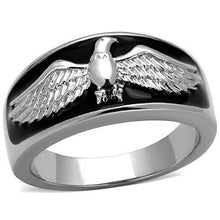 Load image into Gallery viewer, Mens Ring Silver Eagle Stainless Steel Ring with Epoxy in Jet - Jewelry Store by Erik Rayo
