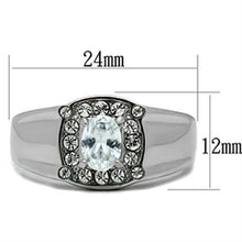 Load image into Gallery viewer, Mens Ring Silver Oval Cut Unique Stainless Steel Ring with AAA Grade CZ in Clear - Jewelry Store by Erik Rayo
