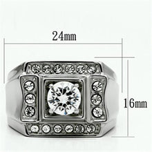 Load image into Gallery viewer, Mens Ring Silver Round Squared Stainless Steel Ring with AAA Grade CZ in Clear - Jewelry Store by Erik Rayo
