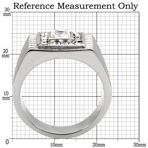 Mens Ring Silver Squared Princess Cut Stainless Steel Ring with Top Grade Crystal in Clear - Jewelry Store by Erik Rayo