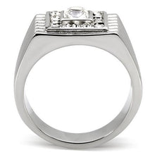 Load image into Gallery viewer, Mens Ring Silver Squared Princess Cut Stainless Steel Ring with Top Grade Crystal in Clear - Jewelry Store by Erik Rayo
