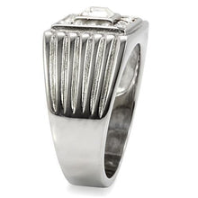 Load image into Gallery viewer, Mens Ring Silver Squared Princess Cut Stainless Steel Ring with Top Grade Crystal in Clear - Jewelry Store by Erik Rayo
