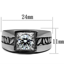 Load image into Gallery viewer, Mens Ring Silver Stainless Steel Ring with AAA Grade CZ in Clear - Jewelry Store by Erik Rayo
